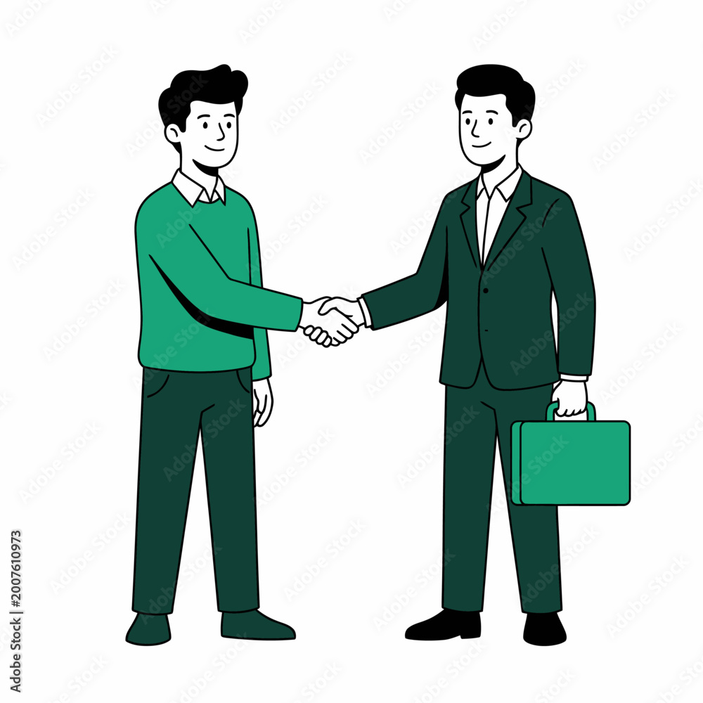Fototapeta premium Business Deal Illustration Containing handshake agreement professional meeting contract deal and business concept Flat illustration