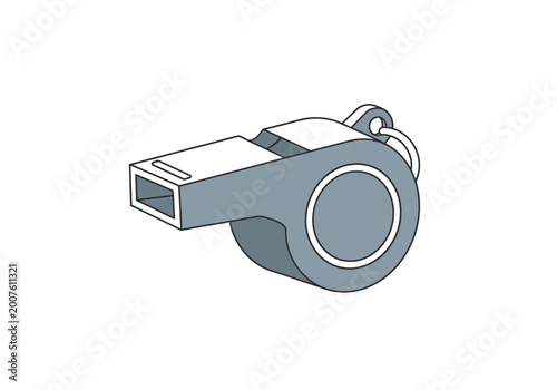 Foto Grey plastic sports referee whistle.