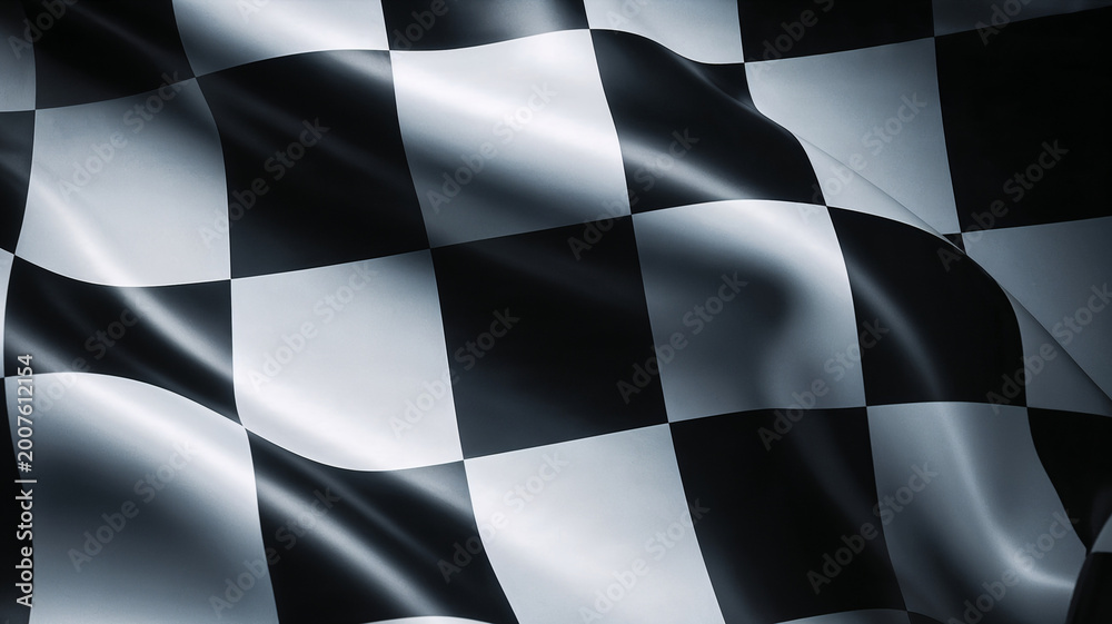 Fototapeta premium Close up of black and white checkered racing flag background