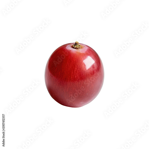 Single fresh red grape isolated on white background.