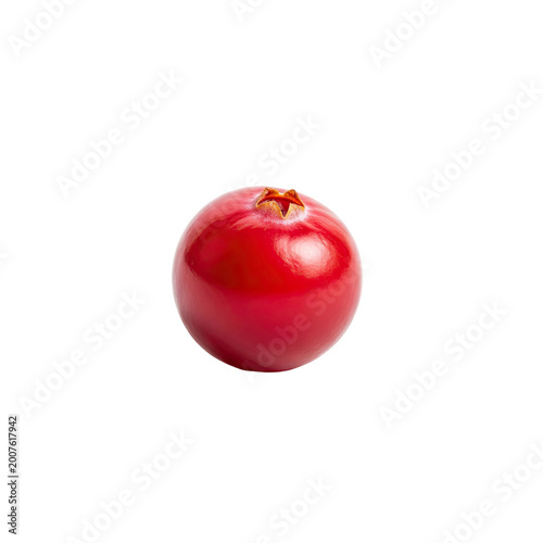A single fresh ripe red cranberry isolated on white background.