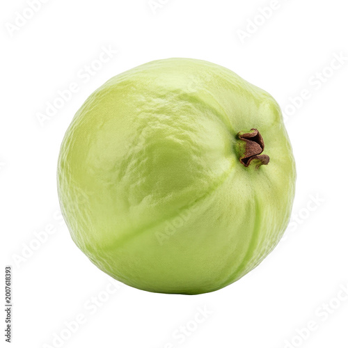Fresh whole green guava fruit isolated on white background.
