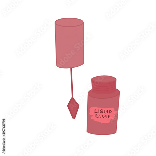 pink and red png illustration of a liquid blush skincare and cosmetic packaging 