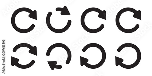 Cuadro en lienzo Collection of simple circular arrows indicating refresh reload undo redo and continuous cycle operations