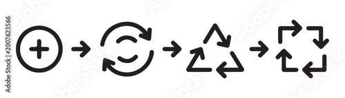 Принти на полотні Abstract circular arrows and plus sign symbols for refresh and renewal process in business and technology