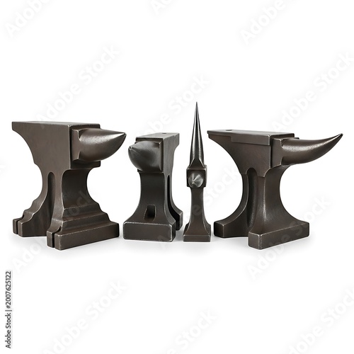 Black metal anvil and block tools