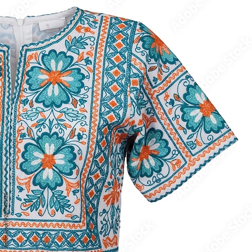 Colorful embroidered short sleeve shirt