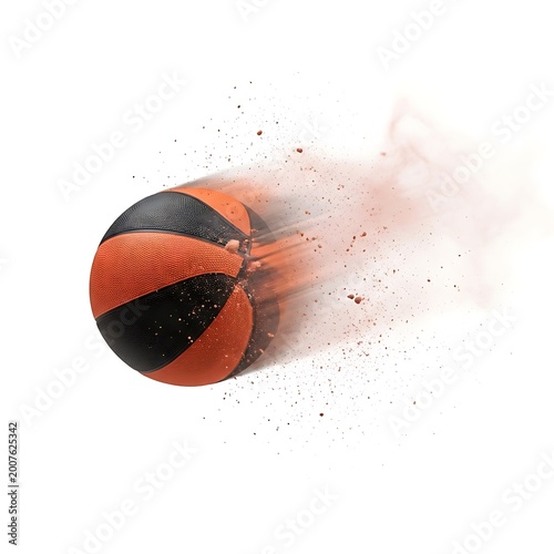 Red and black beach ball exploding