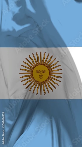 Argentina Flag Waving in Slow Motion Loop Animation, Vertical Format 4K