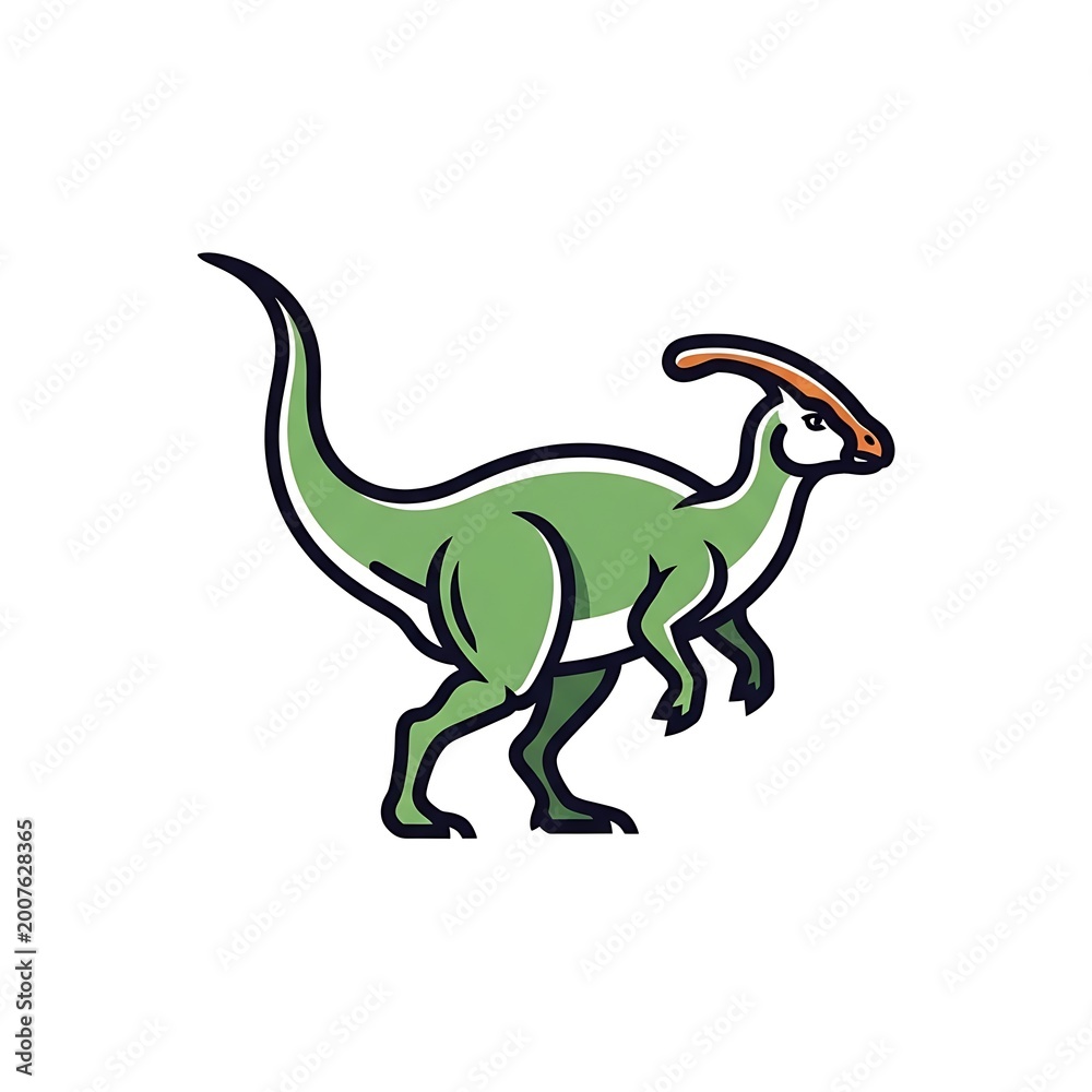 Fototapeta premium Cartoon Parasaurolophus dinosaur illustration isolated on white background.