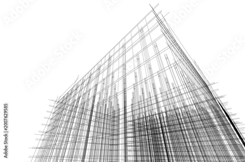 Modern architecture. Building concept sketch.