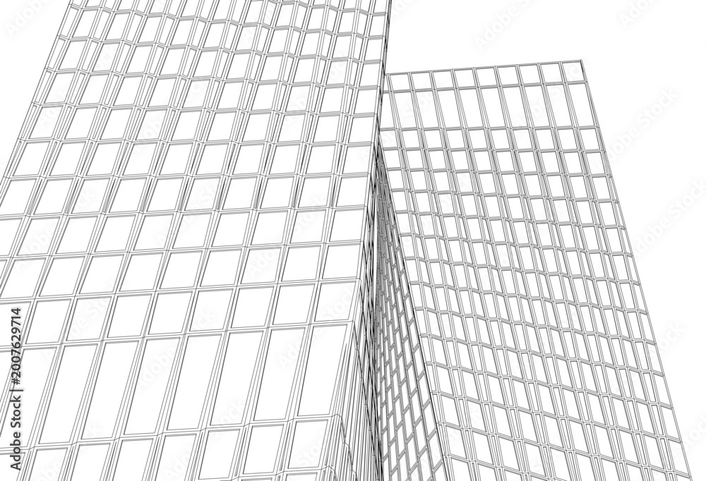 Fototapeta premium Modern architecture. Building concept sketch.