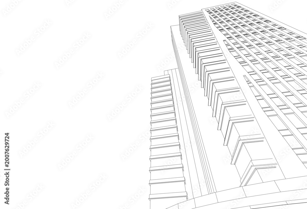 Fototapeta premium Modern architecture. Building concept sketch.