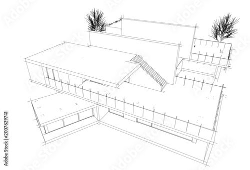 Cuadro en lienzo Modern architecture. Building concept sketch.