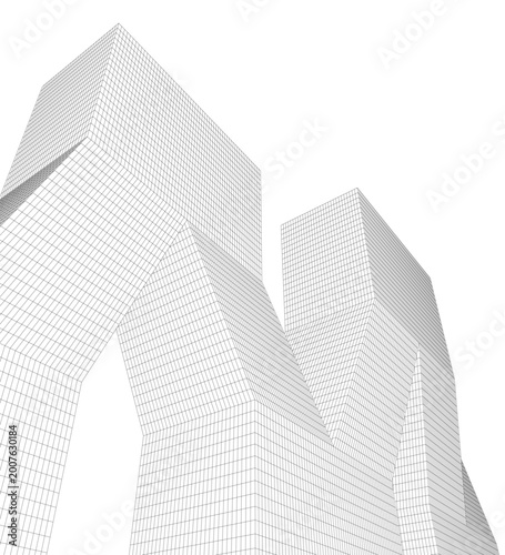 Modern architecture. Building concept sketch.