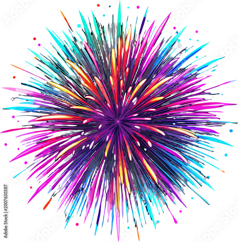 Colorful Fireworks Explosion Isolated on Black and Transparent Background – Vibrant Celebration Burst