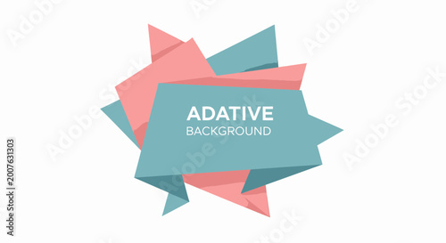 Pink and teal abstract origami paper banner vector on white