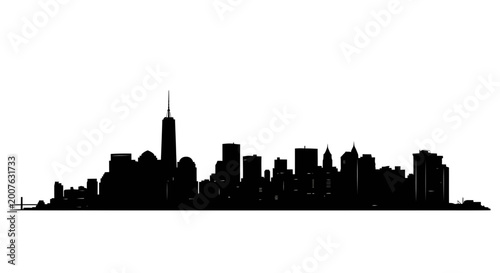 Black City Skyline Silhouette Vector Illustration