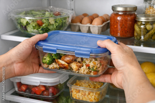 Storing Food Leftovers In Container Fridge Sustainable Living Scene