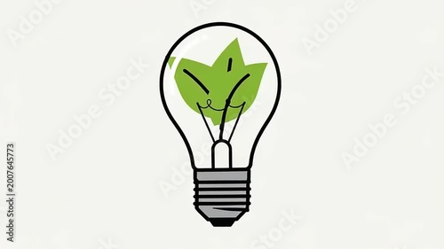 Eco friendly light bulb with green leaves.