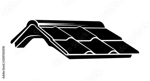 Tiled roof section with ridge cap vector illustration