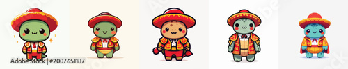 Bild auf Leinwand cute turtle vector in Spanish matador costume