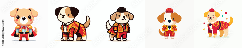 Obraz premium cute dog vector in Spanish matador costume