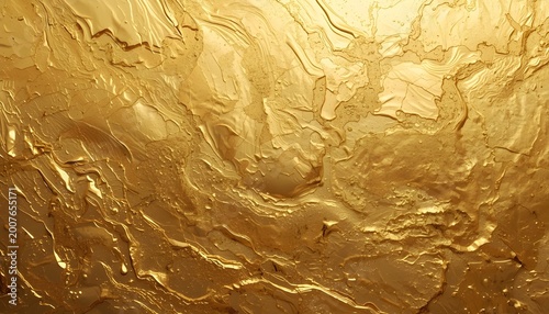 Abstract golden metallic texture with thick paint strokes