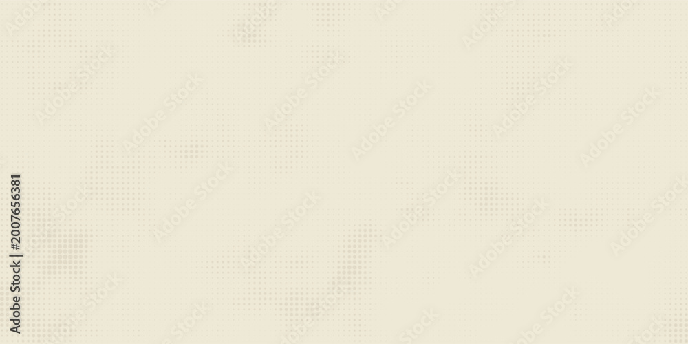 Fototapeta premium Retro beige halftone paper texture. Vintage craft ecru wallpaper with speckles, flecks, particles. Light cream grunge grain overlay background. Dirty dotted and specked canvas backdrop. Vector