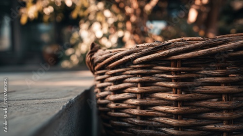 Basket partially entering the frame from one side, only a portion visible, creating asymmetry and large copy space