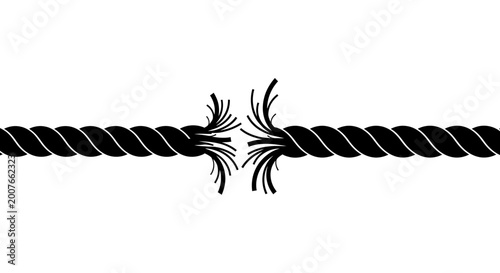 Broken Rope Silhouette Illustrating Tension and Breaking Point