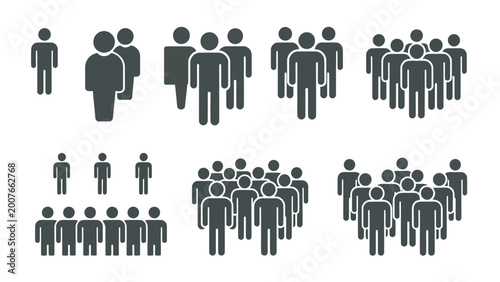 Принти на полотні Set of human group icons representing various team sizes and community connectio