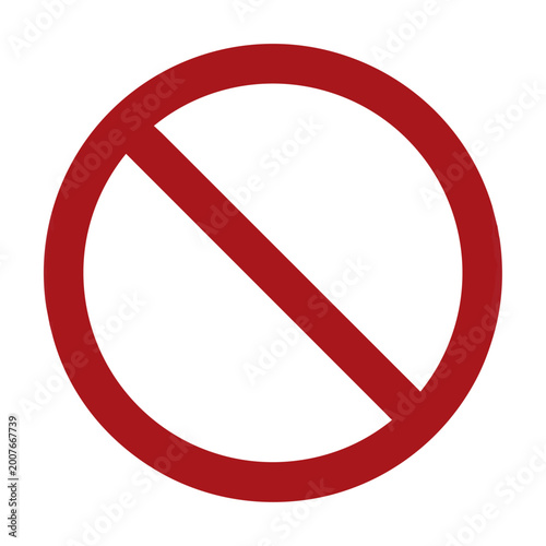 Free Download Red minimalist prohibition symbol with thick circular outline and diagonal crossbar on white background restriction and warning concept - GFXLoad