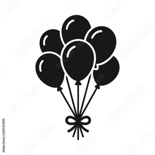 Fotografie Vector silhouette illustration of a bunch of black balloons tied with a bow