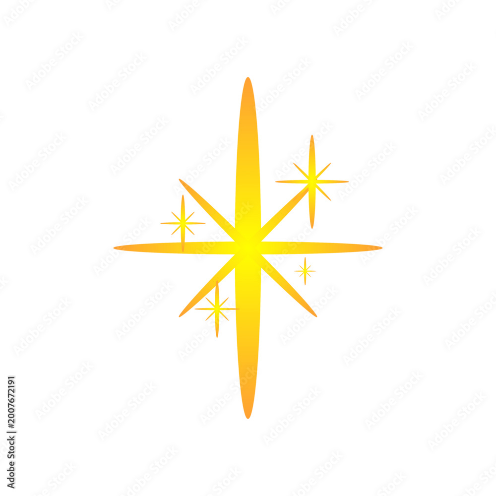 Obraz premium Three Luminous Gold Sparkles on Transparent Background.ai