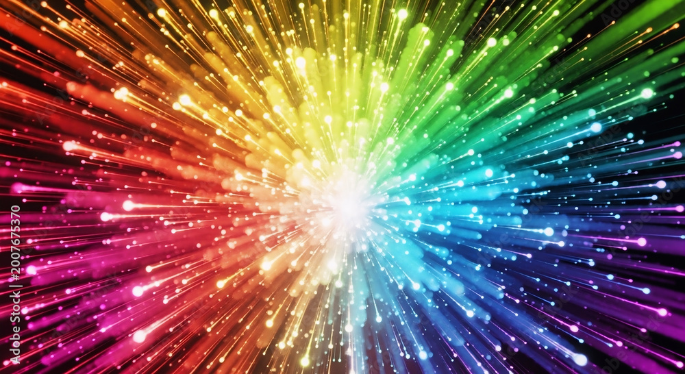 Fototapeta premium Colorful abstract light explosion in space