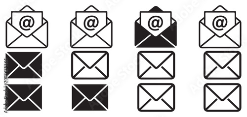 Obraz na płótnie Email address icons with at symbol and envelope design Vector Illustration Eps