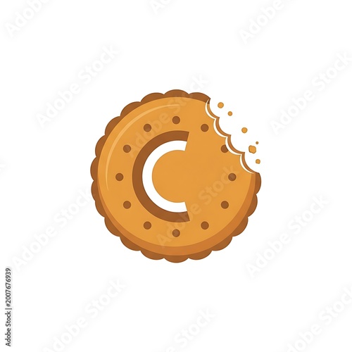 Cookie with the letter C, bitten, delicious, tasty, sweet, dessert.