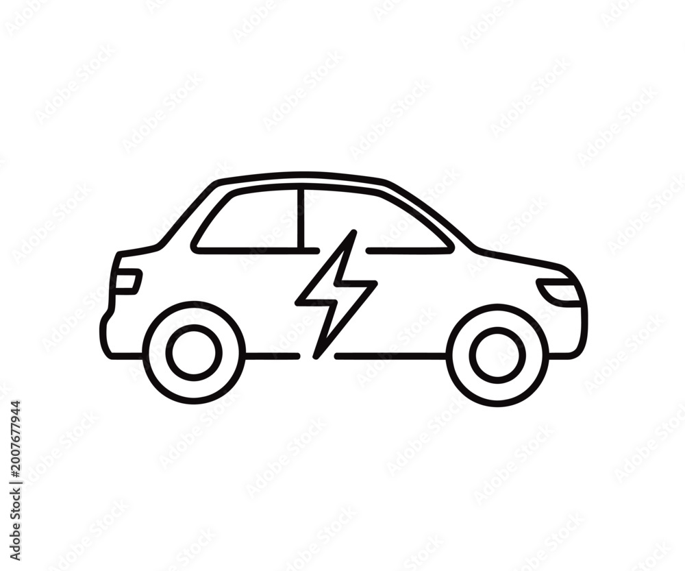 Fototapeta premium Electric car line drawing