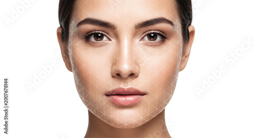 Close-up portrait of a woman with clear skin facial features portrait