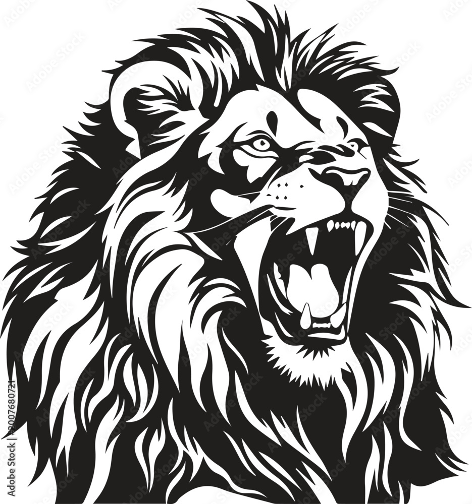 Fototapeta premium Roaring lion head vector illustration isolated on white background