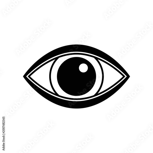 Minimalist eye icon symbol vision focus observation design vector black white