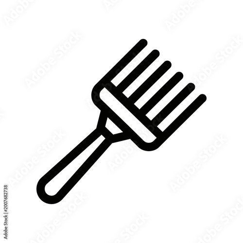 Black plastic garden fork isolated on white background for gardening tools