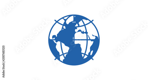 Blue Globe Icon World Map.