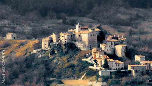 Landscape of a small mountain village in Abruzzo