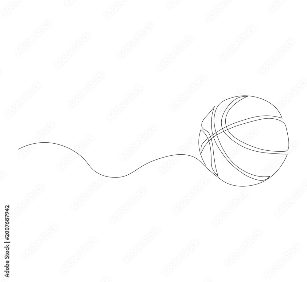 Obraz premium Continuous Single Line Drawing of a Basketball – Minimalist Sports Illustration and Athletic Design