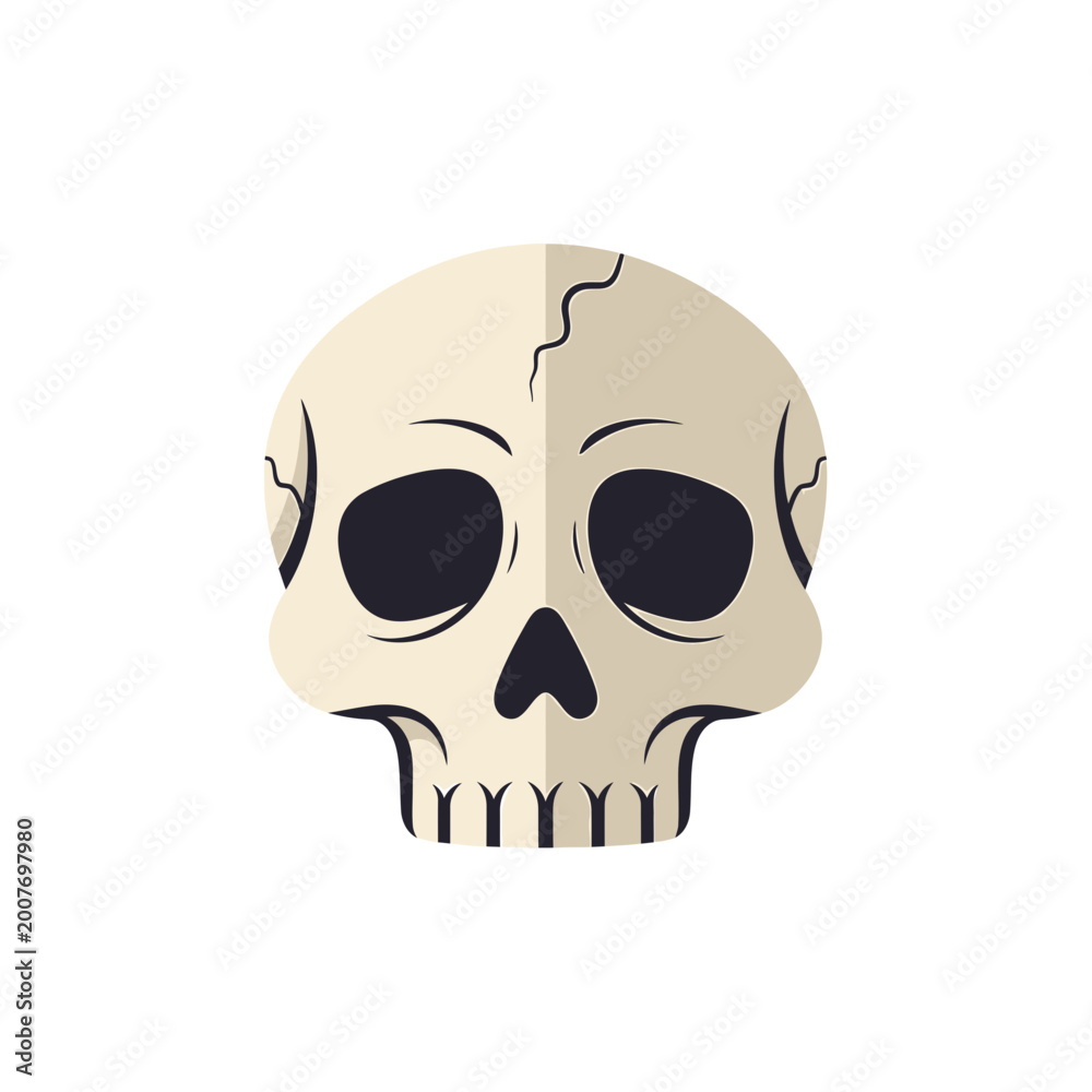 Obraz premium Flat vector illustration of a human skull icon