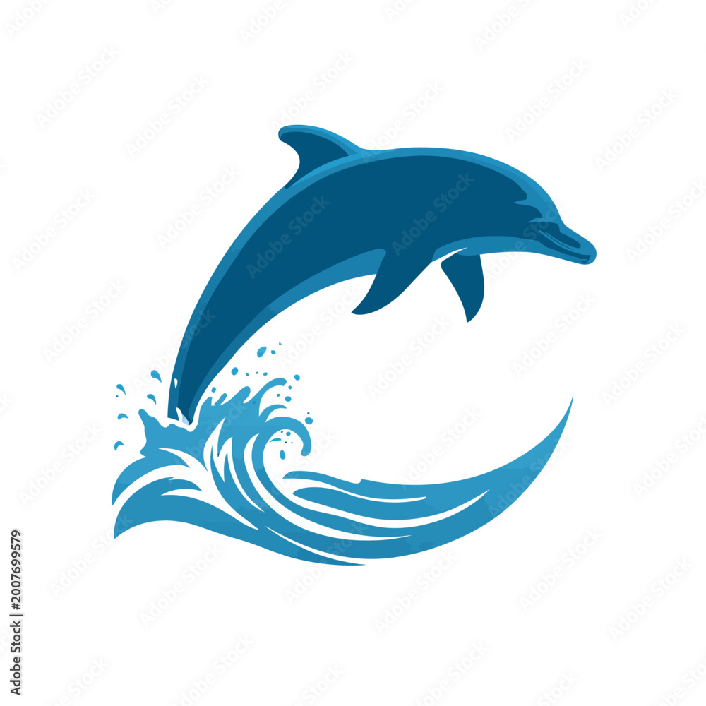 Obraz premium A blue dolphin jumping out of water.
