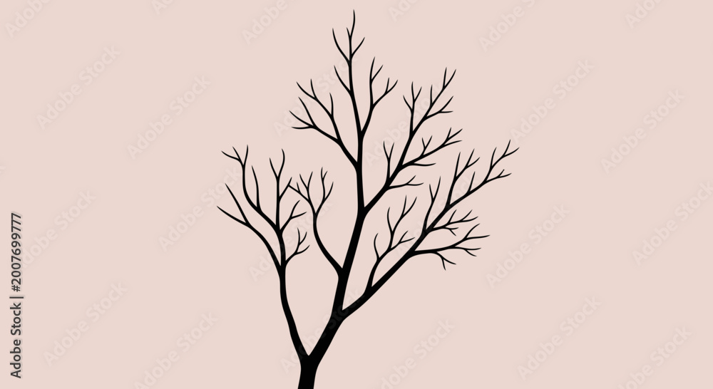 Fototapeta premium Bare Tree Silhouette Illustration with Copy Space