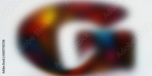 Tablou pe pânză Abstract composition featuring central focal point with vibrant red and yellow light flares on soft textured gray background